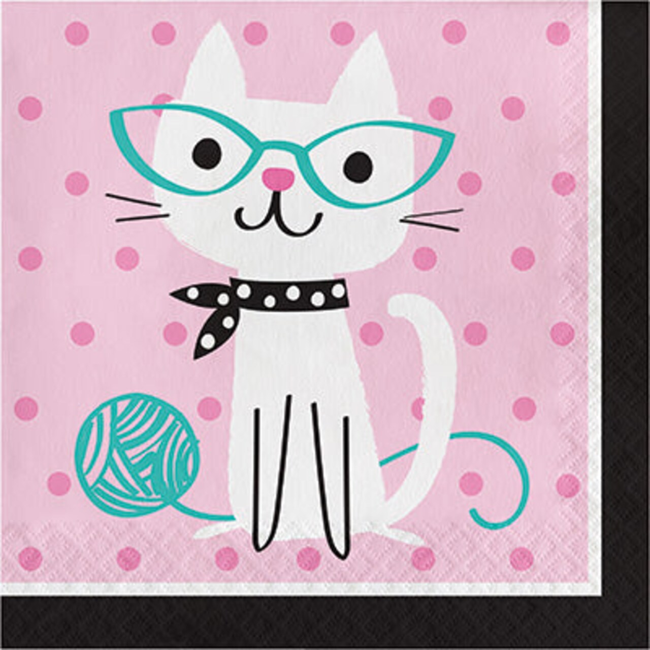 Pink Cat Party Napkins – Cute & Stylish for Birthday Celebrations, 16-Pack, 6.5"x6.5